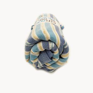 4 Turquoise Blue Yellow Bohemian Towels - 100% Turkish Cotton Beach Bath Towel